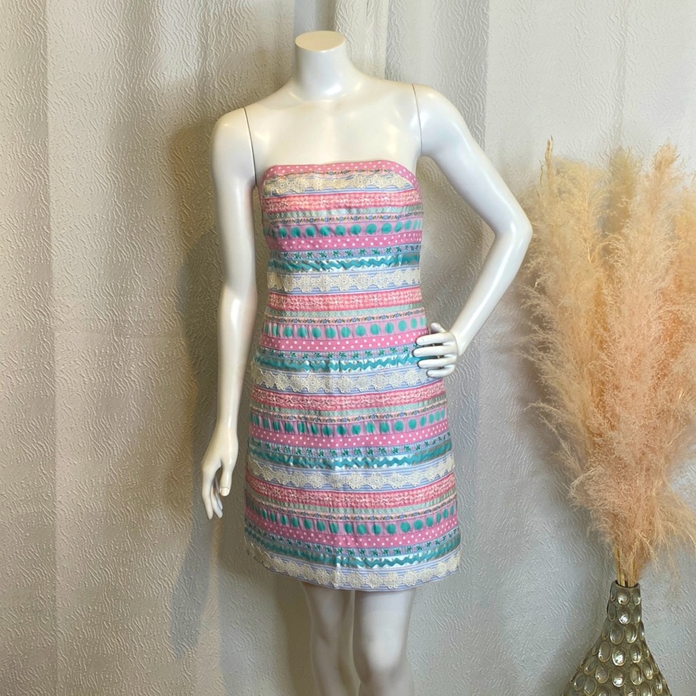 Lilly Pulitzer white label strapless dress, size 6